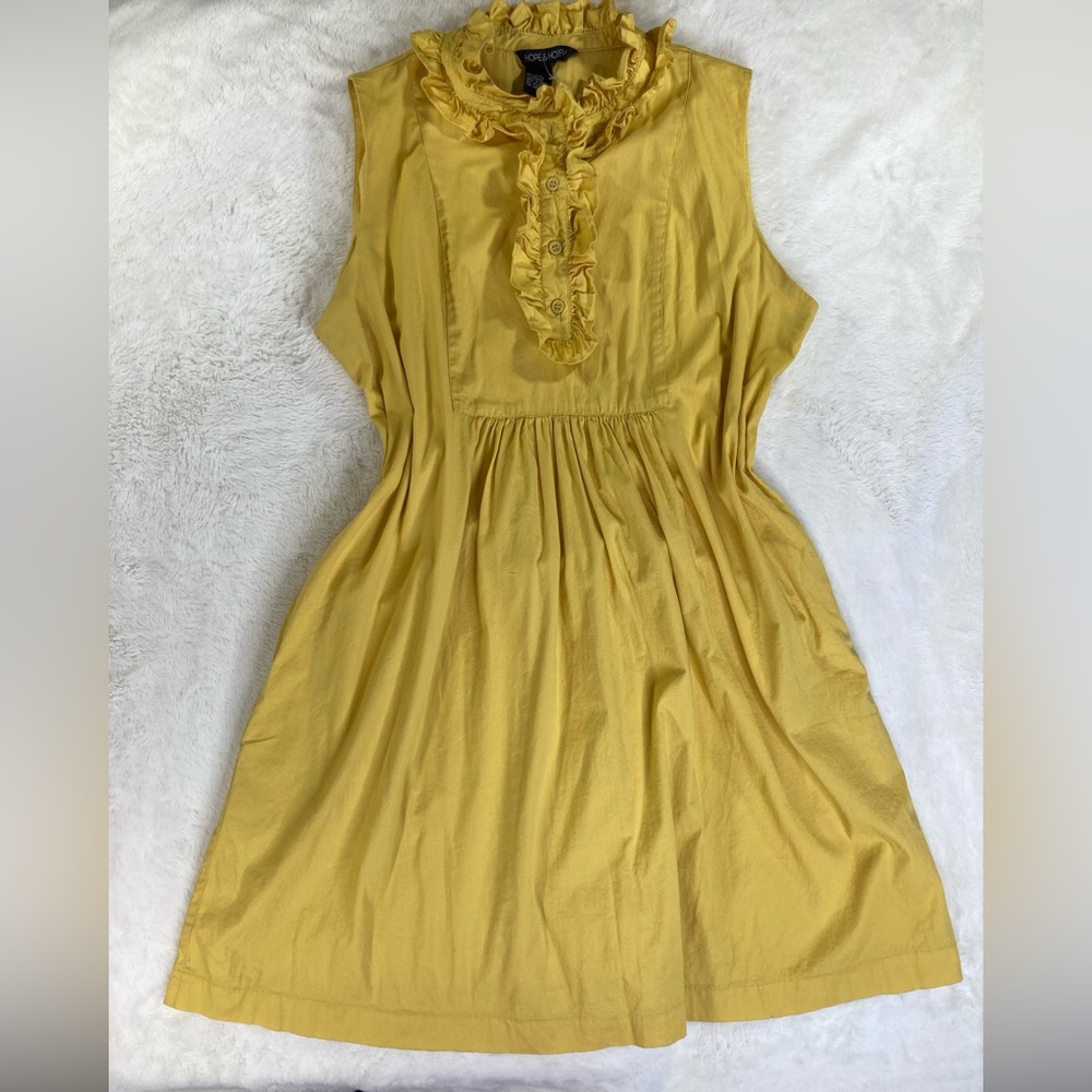 Hope & Honey yellow sleeveless dress ruffle collar mini shirt Dress